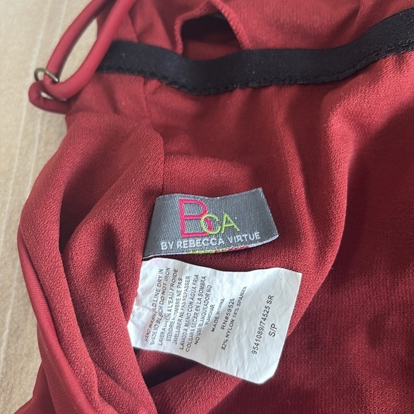 BECCA | Burgundy One-Piece Swimsuit with front knot details size small - Picture 2 of 4